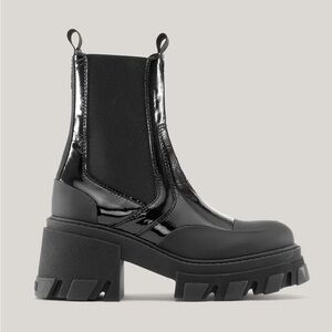 GANNI chunky calf leather heeled platform boot